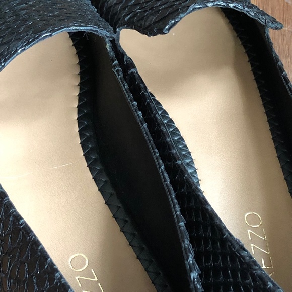 AREZZO Black Snakeskin Leather Almond Toe Loafer - Picture 10 of 15